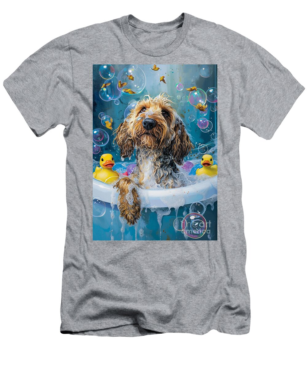 1 Otterhound Dog Frolicking in a Bubbly Bathtub Adrien Efren T-Shirt