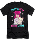 Courageous Passion Just a Girl Who Really Loves Anime and Cats Kawaii Teen Kids Gift for Ezone Prints T-Shirt