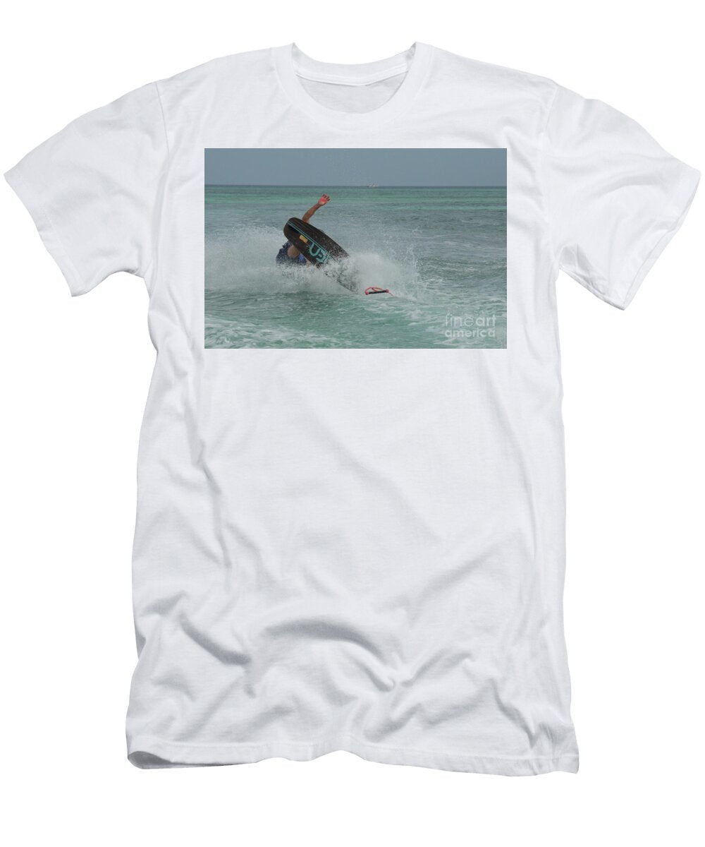 Crashing Wakeboarder Falling Into the Ocean in a Splash Dejavu Designs T-Shirt
