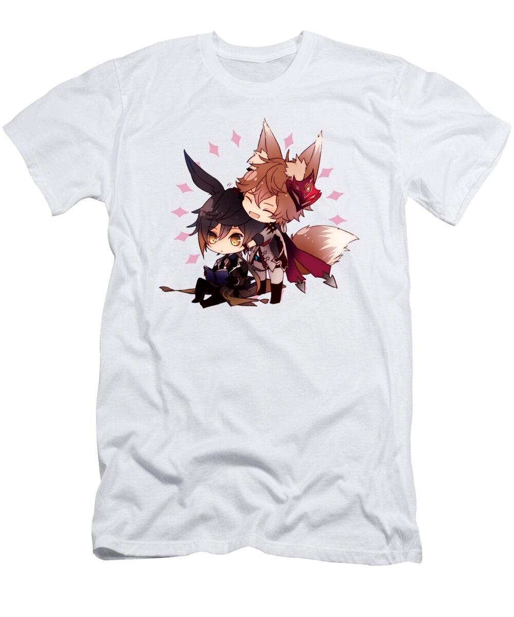 Genshin Impact Chibi Childe and Zhongli Maurine Orn T-Shirt