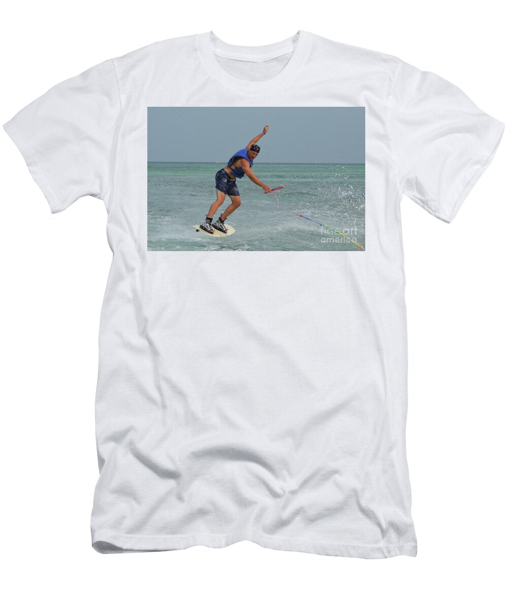 Guy Wakeboarding and About to Wipe Out After a Jump Dejavu Designs T-Shirt