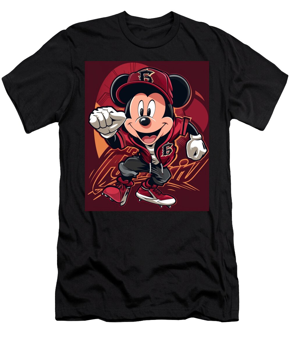 Mickey Mouse Vs Arizona Diamondbacks Comic Cecils Willis T-Shirt