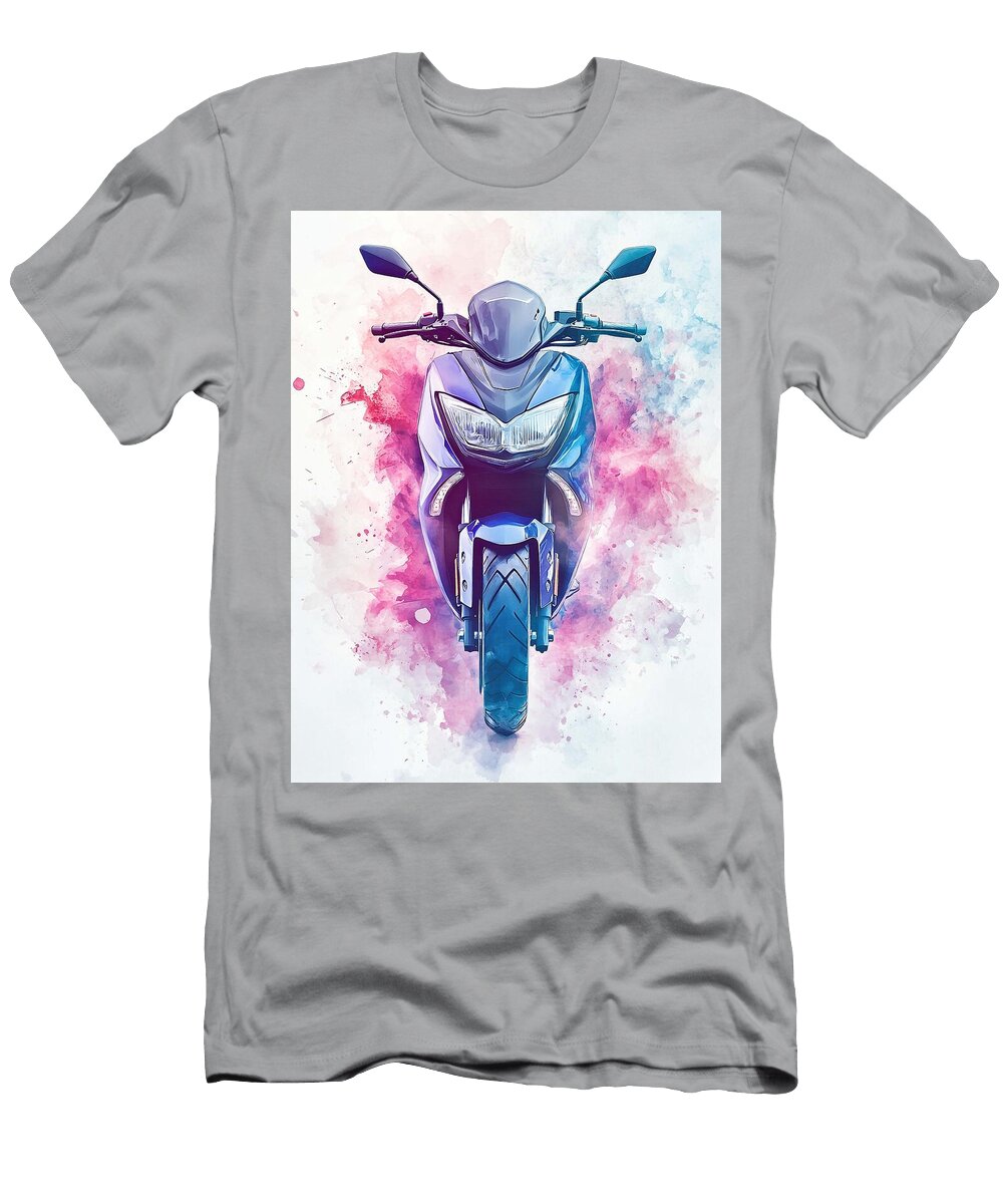 Modern Scooter Illustration Yamaha Nmax 2021 Blue Scooter Japanese Vibrant Motorbike Design Henry George T-Shirt