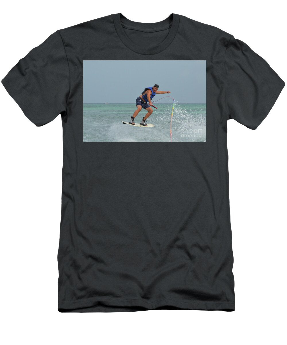 Wakeboarder Doing a 180 and Switching Directions Dejavu Designs T-Shirt